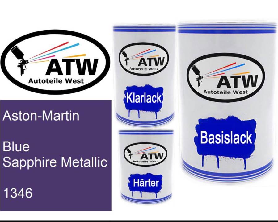 Aston-Martin, Blue Sapphire Metallic, 1346: 500ml Lackdose + 500ml Klarlack + 250ml Härter - Set, von ATW Autoteile West.